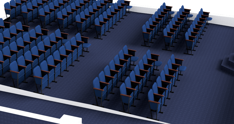 Внешний вид зрительного зала с установленными креслами.